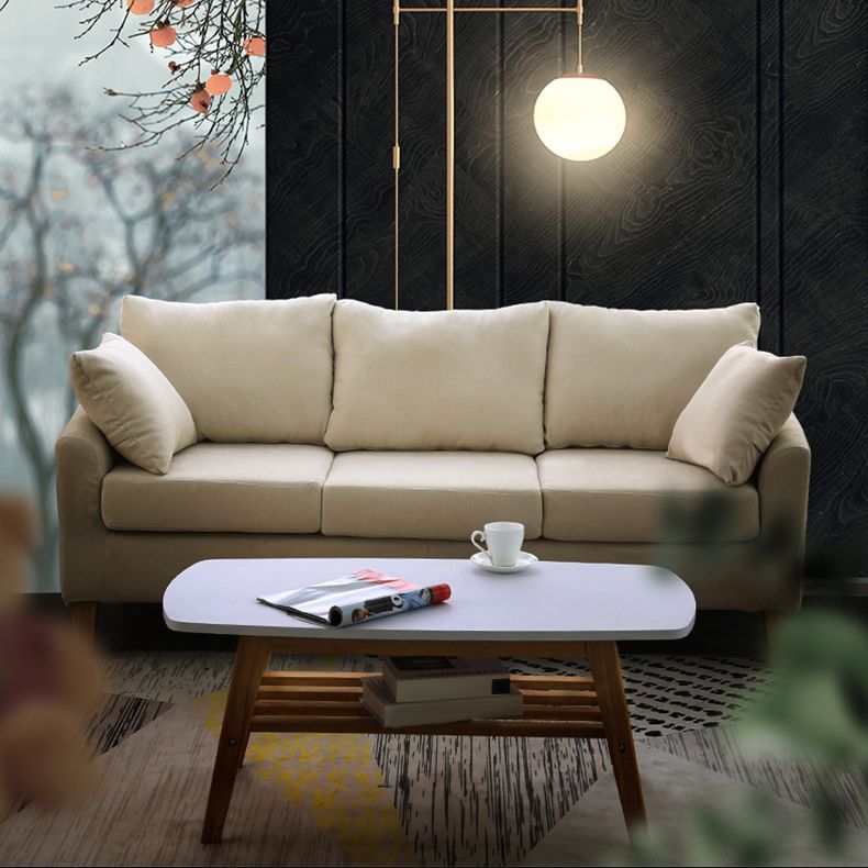Scandinavian Pillow Top Arm Sofa with Sewn Pillow Back for Apartment