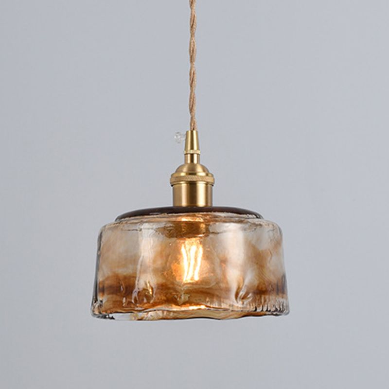Retro Industrial 1 Light Pendant  Lamp Amber Alabaster Glass Pendant Lighting  for Living Room