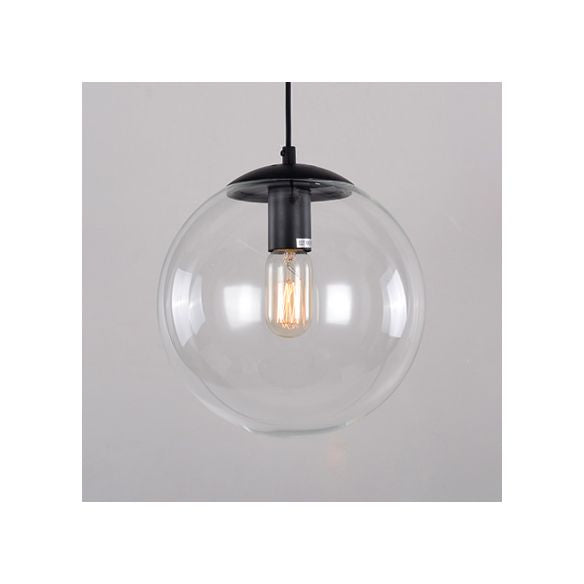 Accensione a ciondolo Globe Industrial 6 "/8"/12 "1 Luce Light Clear Glass Appesi Luce in nero/Chrome