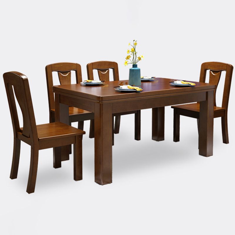 Mid-Century Modern Rectangle Dining Table Solid Wood Dining Table with 4 Legs