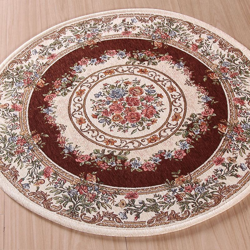 Nostalgia Multicolor Peonies Rug Polypropylene Antique Carpet Pet Friendly Anti-Slip Backing Stain Resistant Rug for Great Room