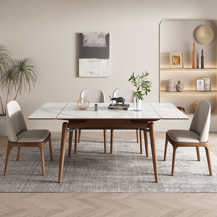 Midcentury Stone Dining Table Rectangle 4 Legs Furniture,43.3"L x 31.5"W x 30.7"H