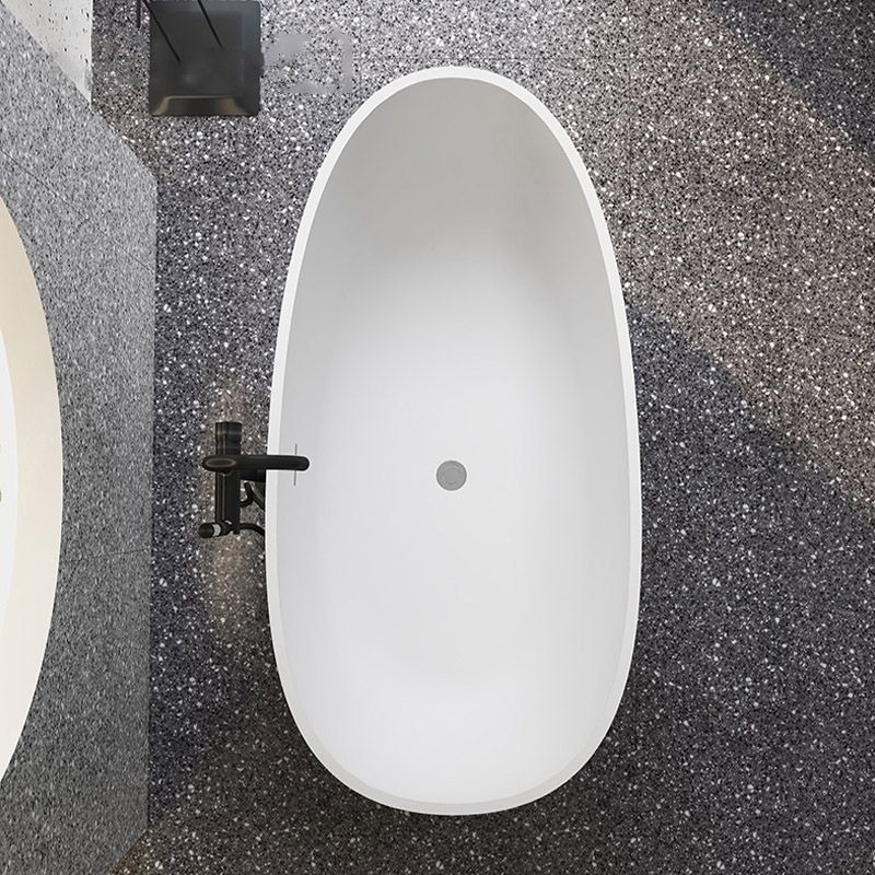 Modern Ellipse Stone Bathtub Freestand Soaking Bathtub with Drain Bath Tub
