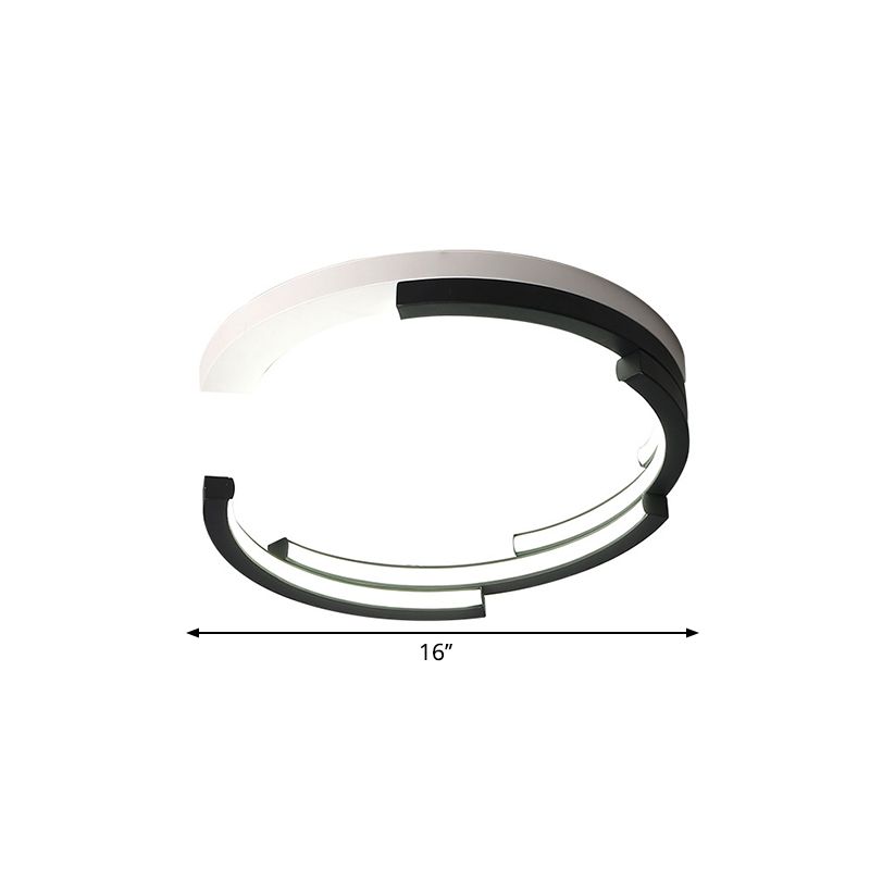 C-Shaped Living Room Flush Ceiling Light Acrylic 16"/19.5" Wide LED Minimalist Flushmount in Black, White/3 Color Light