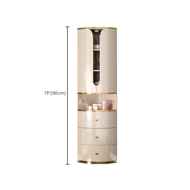 Scandinavian Bombe Accent Cabinet Solid Wood Side Cabinet in White