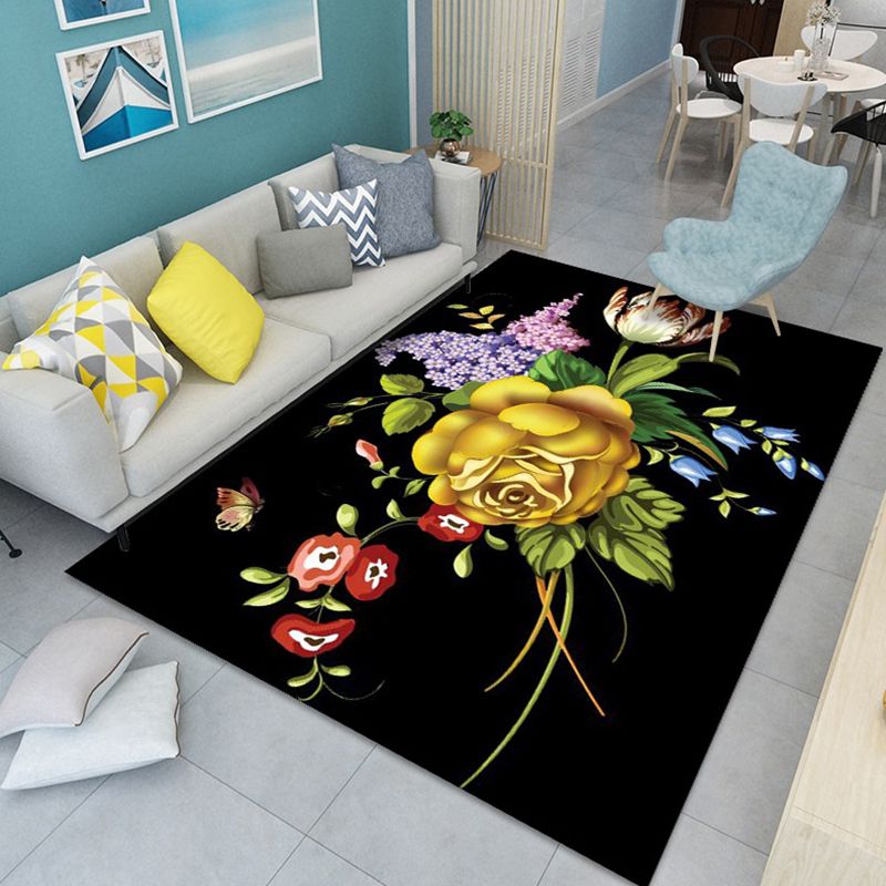 Modern bloempatroon Tapijten Polyester binnen Tapijt Non-slip achtergrondgebied Tapijt voor woonkamer