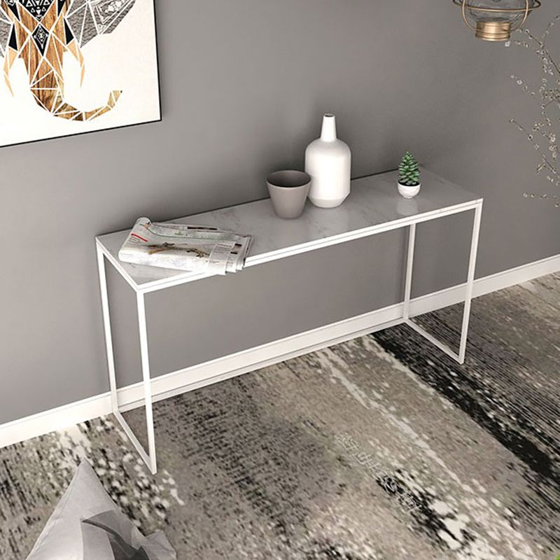 Marble Rectangle Console Table Glam Ironcraft Frame Accent Table for Hall