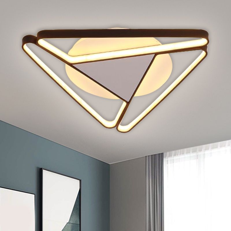 Nordic LED Flush Ceiling Light with Acrylic Shade Black/White c Triangle Flush Mount in Warm/White Light, 19.5"/29" W