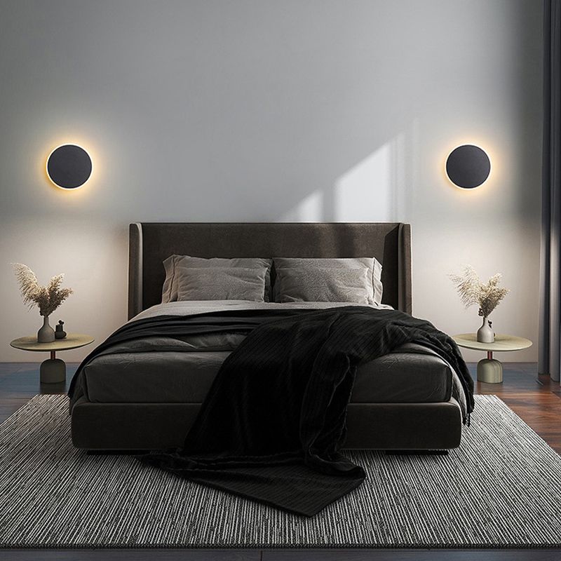 Round Wall Mount Light Simple LED Wall Sconce Light with Acrylic Shade for Bedroom