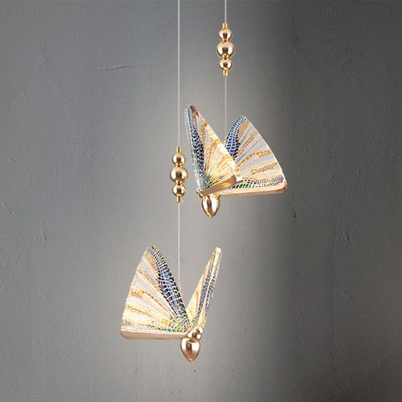 Butterfly Hanging Light Fixture Modern Style Pendant Lamp with Acrylic Shade for Bedroom