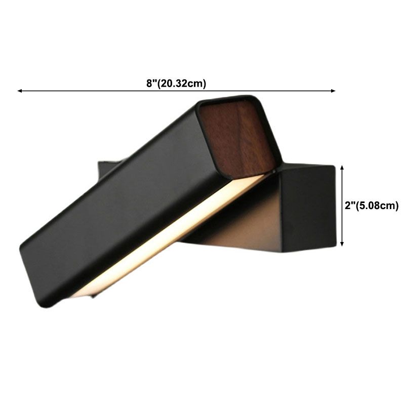 Nordic Metal Wall Light Strip Rotatable Wall Sconce with Wood for Bedroom