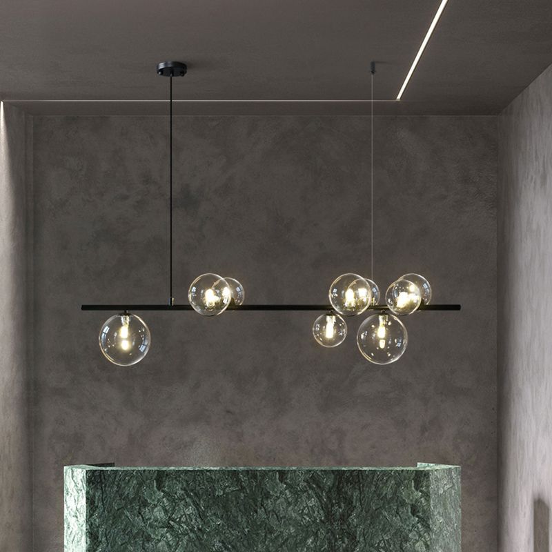Estilo moderno de forma esférica luces de isla vidrio 9 Ideas de iluminación de la isla de la luz en negro