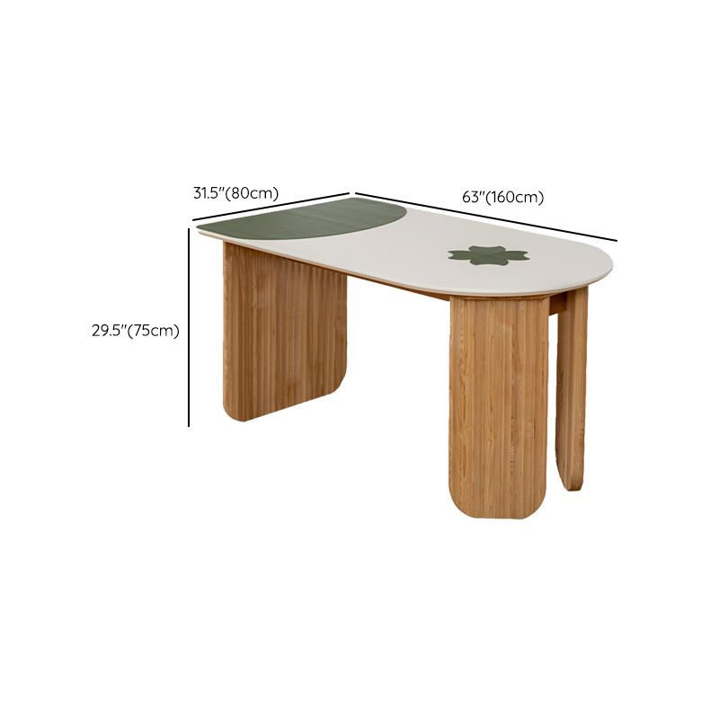 Free Form Dining Table with Ash Wood Base Modern Dinette Table for Home