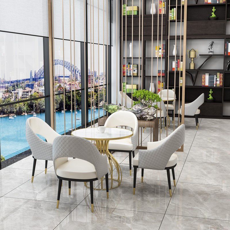 Metal and Stone Table Glam Style Simple Home Round Dining Table