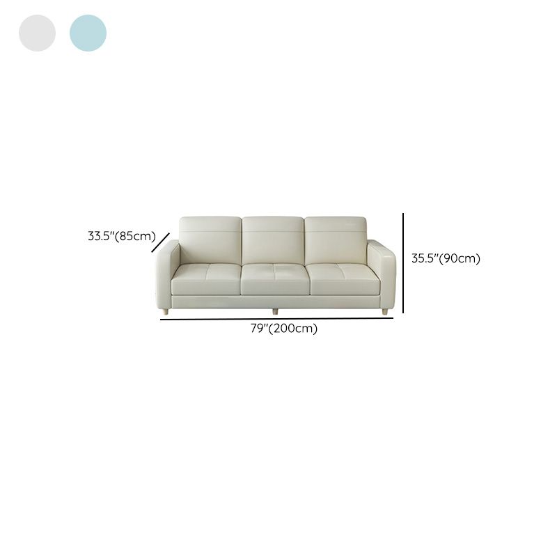 Modern Style Leather Sofa with Bolster Pillows Seating for Living Room