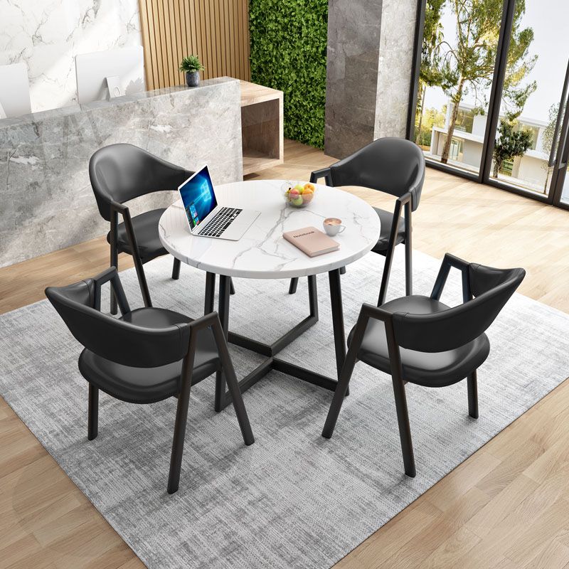 Modern Style Iron Arm Chair Open Back Dining Side Chair with Upholstered