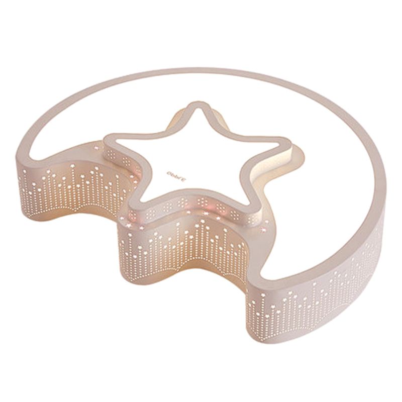 Moon And Star Flush Mount Light Fixtures Creative Acrylic Ceiling Light Fixtures for Bedroom