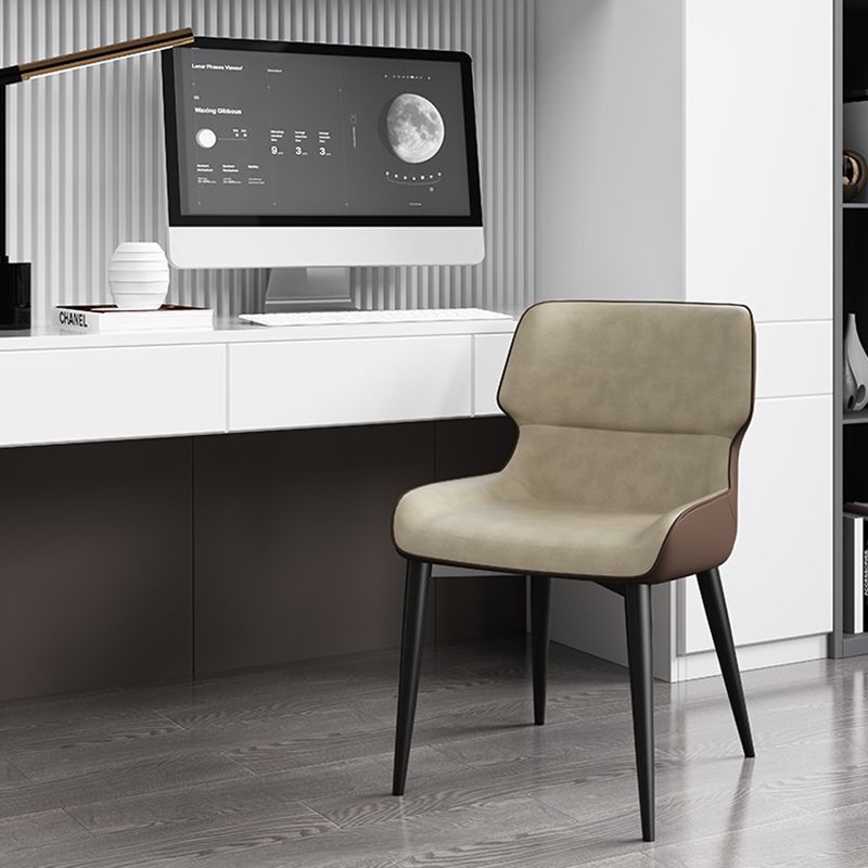 Contemporary Home Wingback Side Chair Matte Finish Leather Dining Chair