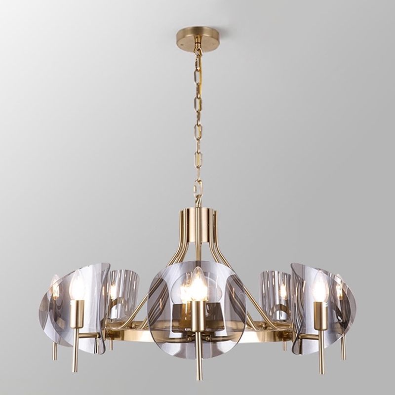 Smokey-Glass Anhänger Beleuchtungskörper Moderner Kronleuchter für Wohnzimmer