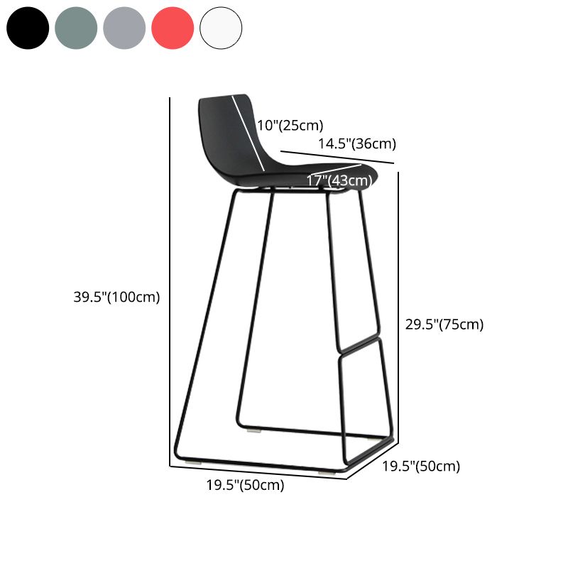 Contemporary Plastic Barstool Bristol Bar Stool With Metal Legs and Low Back