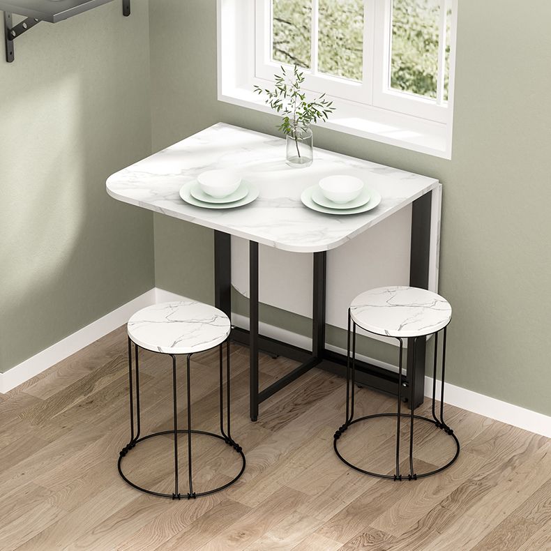 Contemporary Style Traditional Height Dining Set with Foldable Table and Trestle Base