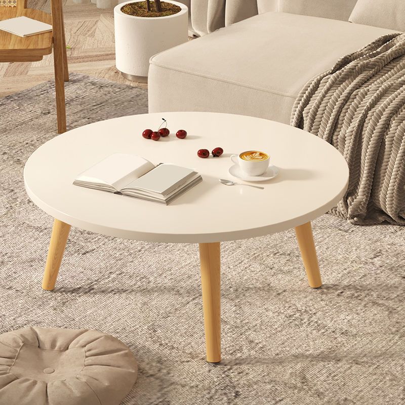 Modern Round Wooden 4 Legs Coffee Table Beige/Black/White Cocktail Table