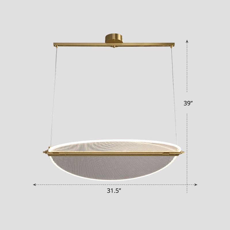 Folding Island Light Minimalistic Acrylic Dining Room Suspension Pendant Light in Gold