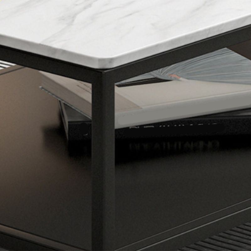 Rectangular Slate 4 Legs Coffee Cocktail Table with Storage Shelf