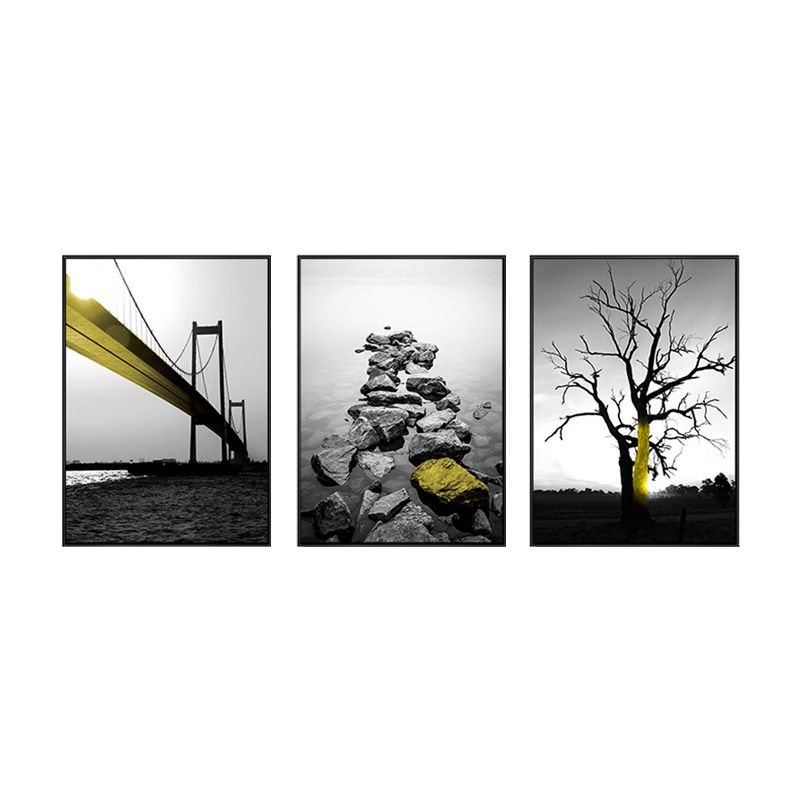 Soft Color Natural Landscape Painting Multi-Piece Art Print for Bedroom, Set of Three