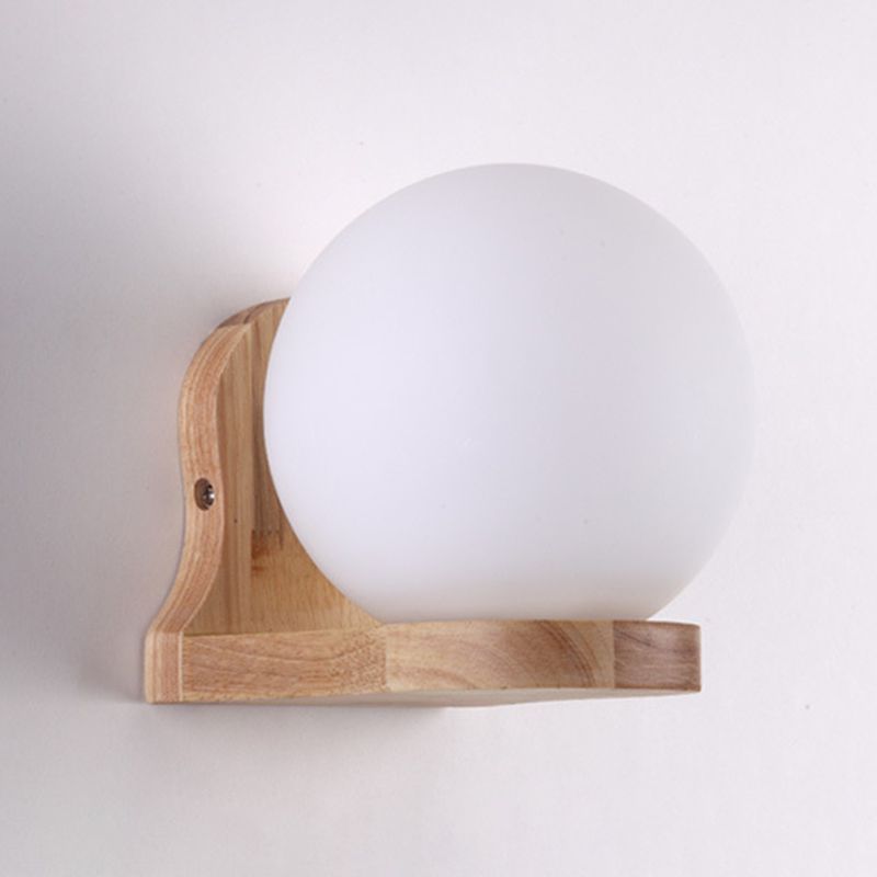 Prontoni contemporanei di vetro bianco e parete in legno una lampada montata a parete bub per soggiorno