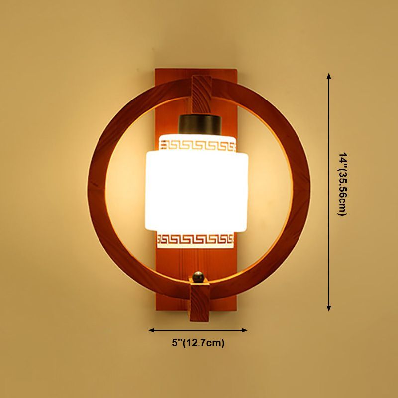 Luces apliques de pared en forma de cilindro de estilo moderno madera 1 lámpara de luz