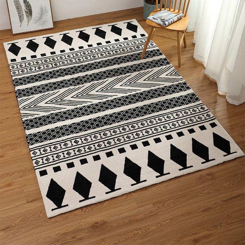 Calming Geometric Print Rug Multi-Color Super Fiber Indoor Rug Non-Slip Backing Pet Friendly Easy Care Area Carpet for Room