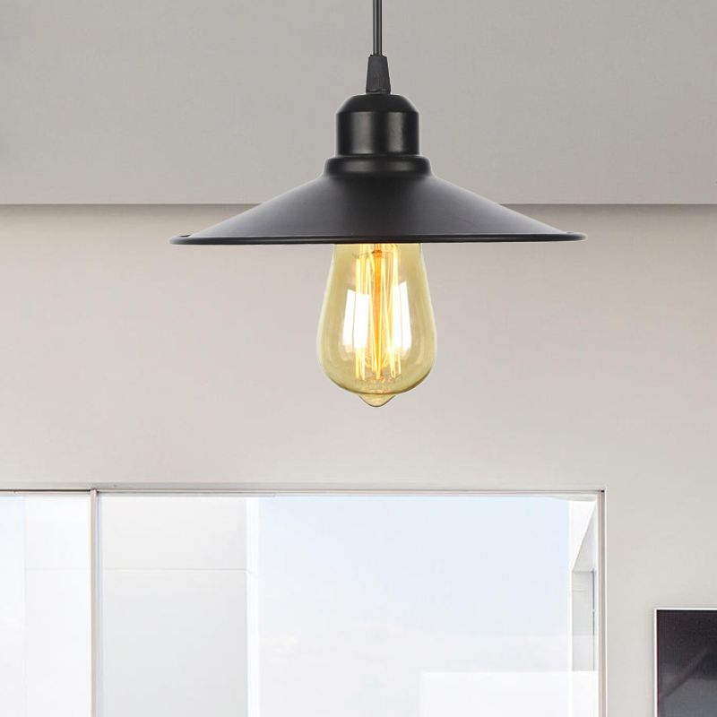 1 helles Innenheizanhänger Licht Bauernhaus Schwarz/Weiß Hanging Leuchte mit Kegel/Wellen-/breitem Flare Metallschatten