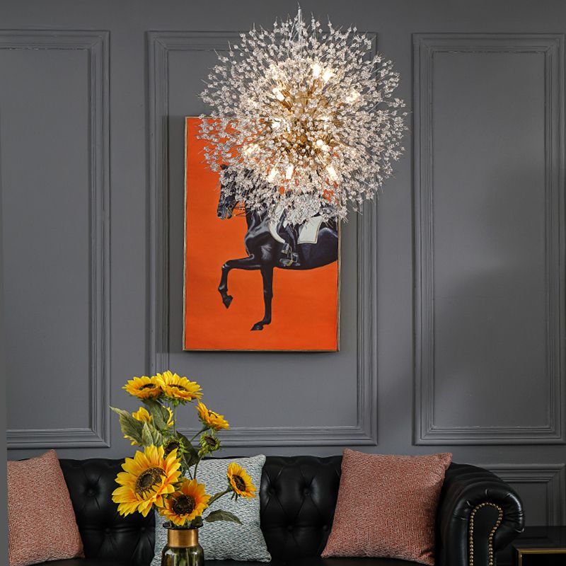 Aparte de iluminación suspendido de diente de león luces colgantes colgantes de múltiples cabezas múltiples con cristal