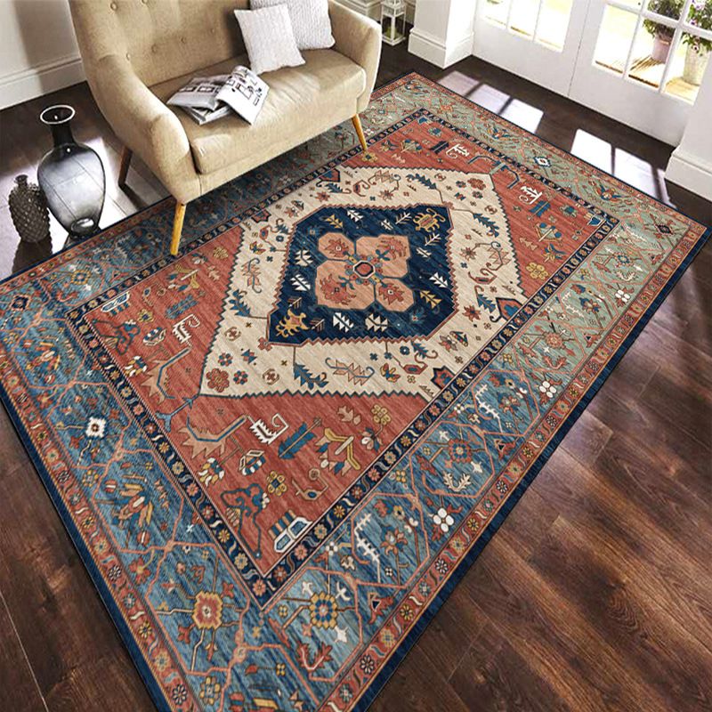 Couleur marocain Concentric Circles Rapis Polyester Tapis en détresse Tapis sans glissement Rapier intérieur pour le salon