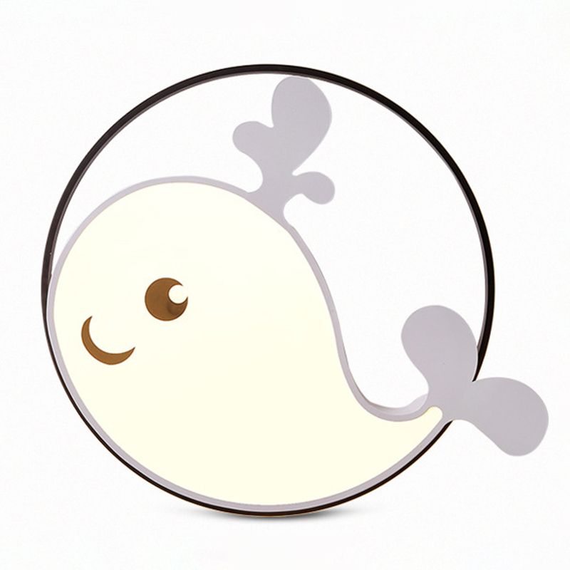 Cute Cartoon Whale Acrylic LED Ceiling Light Eye Protection Kindergarten Lighting Fixture for Girls Boys Room