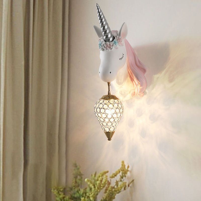 Applexion murale en forme de licorne en forme de luminaire mural en verre
