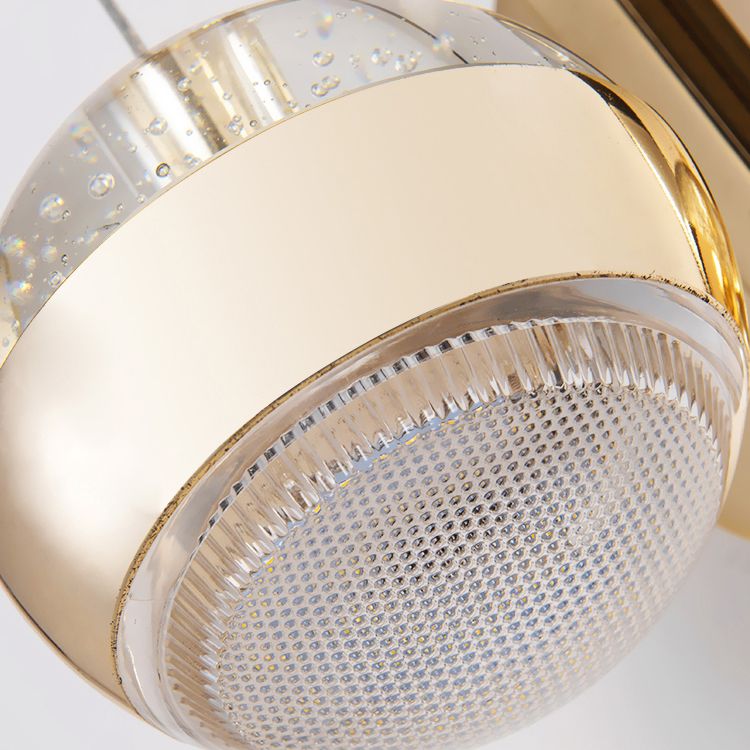 Bedroom Sconce Light Fixture Modern Style Gold LED Wall Lighting Fixture with Round Crystal Shade