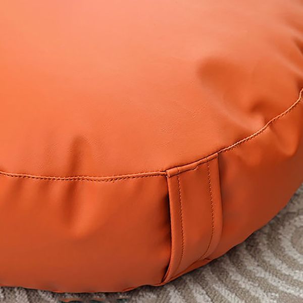 Modern Pouf Ottoman Faux Leather Upholstered Solid Color Round Ottoman
