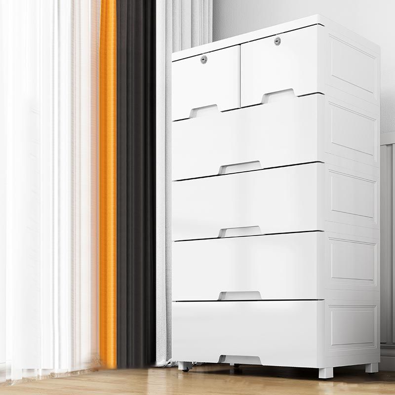 White Plastic Wardrobe Armoire Contemporary Storage Cabinet with Drawer