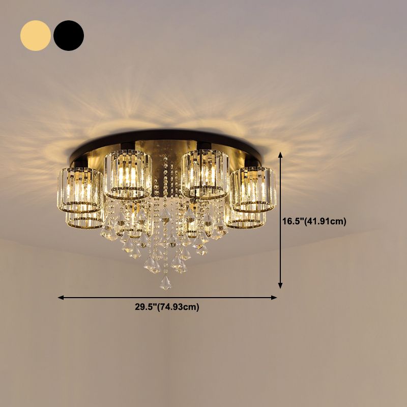 3/5/6/8-Light Golden Flush Mount Lighting Modernism Glass Shaded Ceiling Light