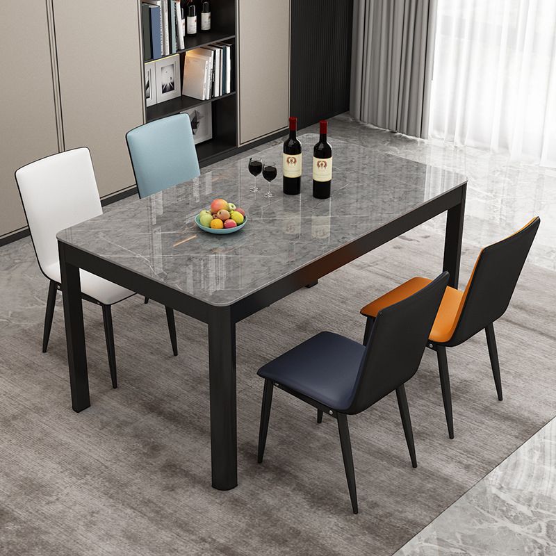 Modern Black in Glass Counter Table Rectangle Dining Table for Kitchen