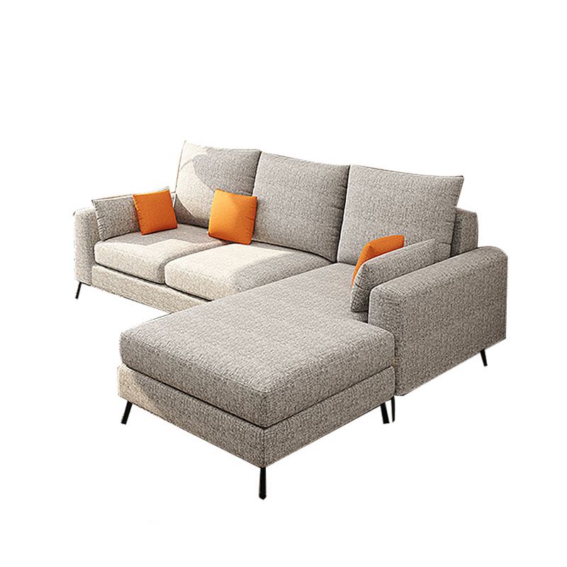 33.46" Tall Modern Linen Sectional/Sofa with Pillowed Back Cushions