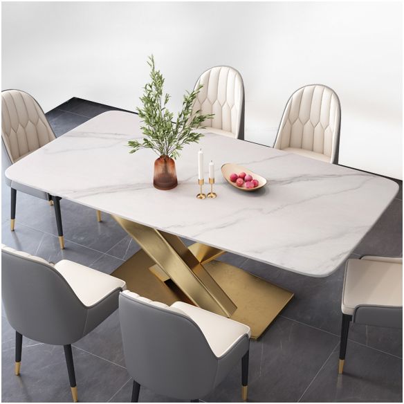Witte eettafel van gesinterde steen Eenvoud Sokkeltafel voor eetkamer