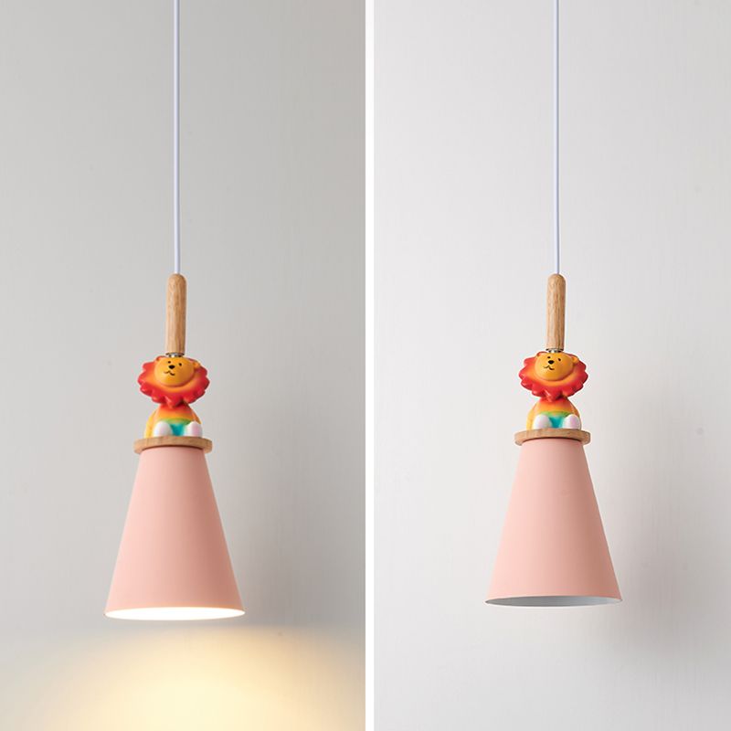 Metal Cone Shape Hanging Lights Modern Style 1 Light Hanging Mount Fixture for Bedside