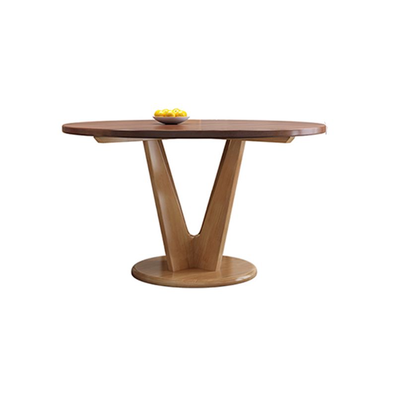 Modern Wood Round Dining Table Rubber Wood Base for Dining Room