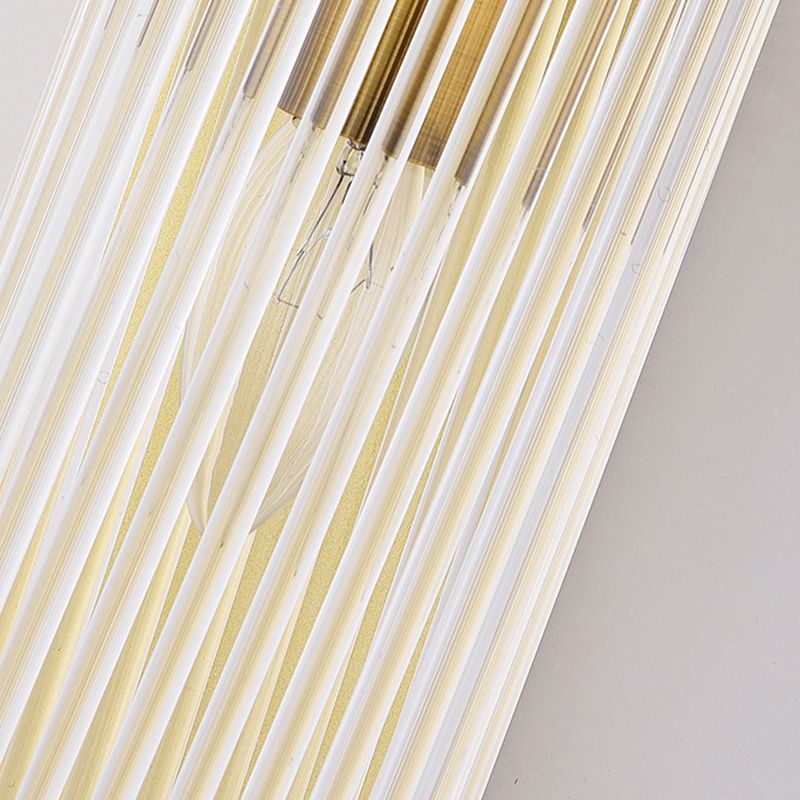Postmodern Glass Wall Light Cylinder Gold 20" High Wall Sconce for Living Room
