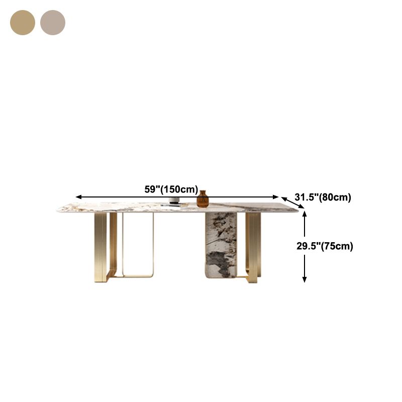 Luxury 1/3/4/5/6 Pieces Dining Set Sintered Stone Dining Table with Leather Chairs