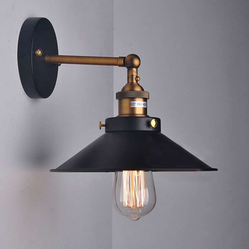 Kegelwandleuchte Lampenleuchte Industriellen Eisen 1-Licht-Wandmontageleuchte in Schwarz