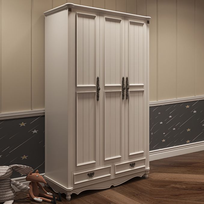 White with Shelves with Garment Rod Manufactured Wood Youth Armoire